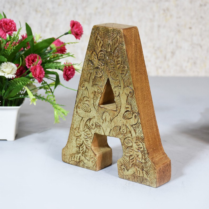 Handmade Eco-Friendly Wall Decor Alphabet Letter Block - Gold1A