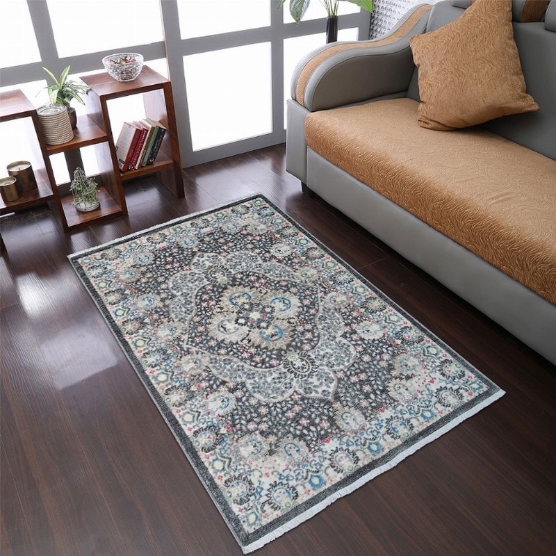 Rugsotic Carpets Machine Woven Crossweave Polyester Area Rug Oriental 4'8''x6'9'' Beige Black1