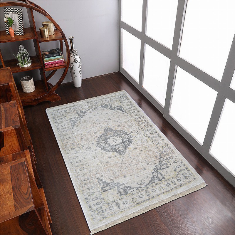 Rugsotic Carpets Machine Woven Crossweave Polyester Area Rug Oriental 6'x9' Cream