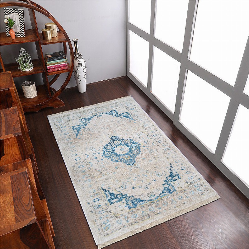 Rugsotic Carpets Machine Woven Crossweave Polyester Area Rug Oriental 1'8''x2'10'' Ivory2