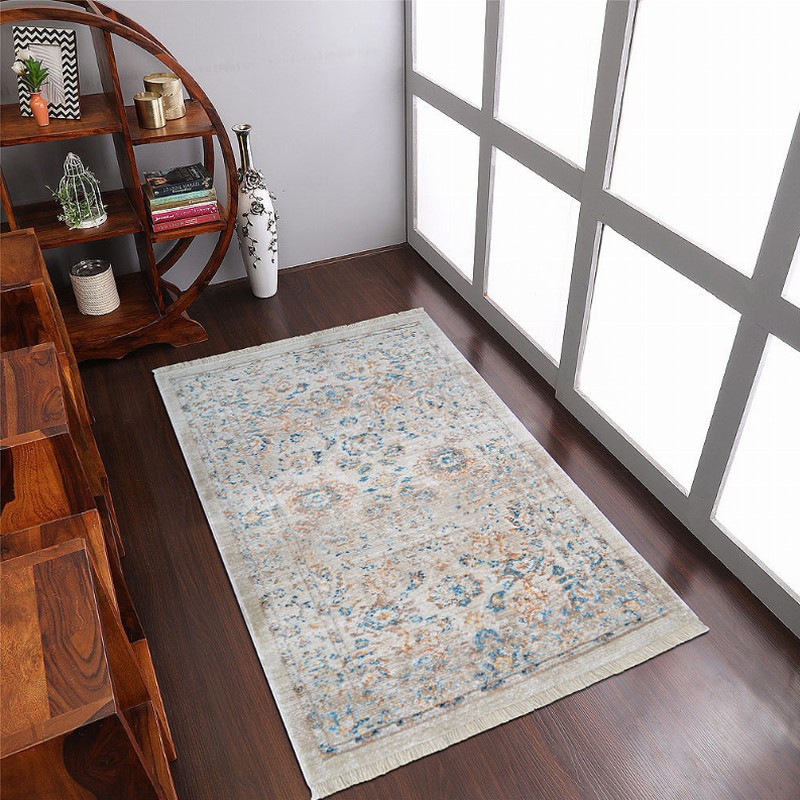 Rugsotic Carpets Machine Woven Crossweave Polyester Area Rug Oriental 3'11''x5'10'' Ivory1