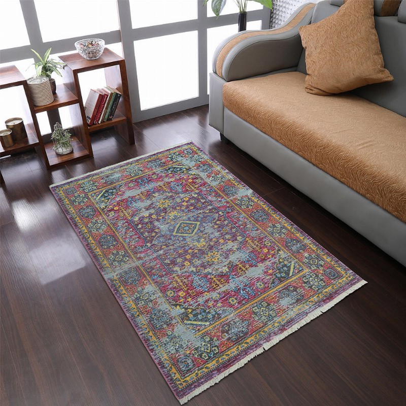 Rugsotic Carpets Machine Woven Crossweave Polyester Multicolor Area Rug Oriental - 4'8''x6'9'' Multicolor