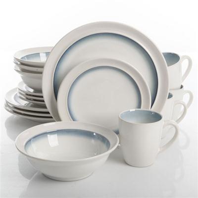 GE Lawson Dinnerware White Teal 16pc