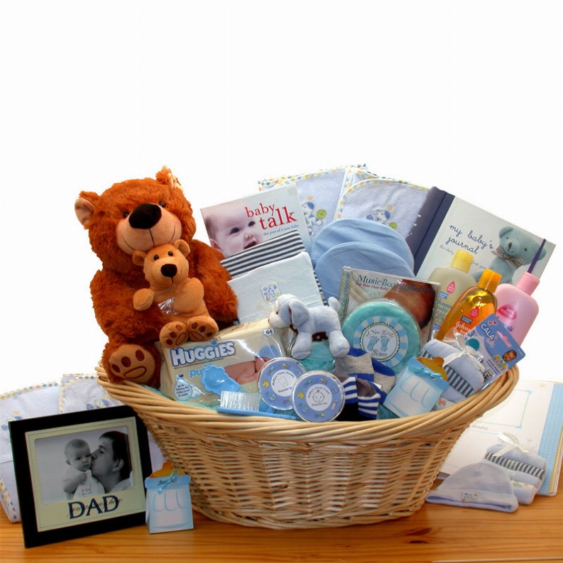 New Baby Gift Baskets - 24x18x12 inDeluxe Welcome Home Precious Baby Basket-Blue