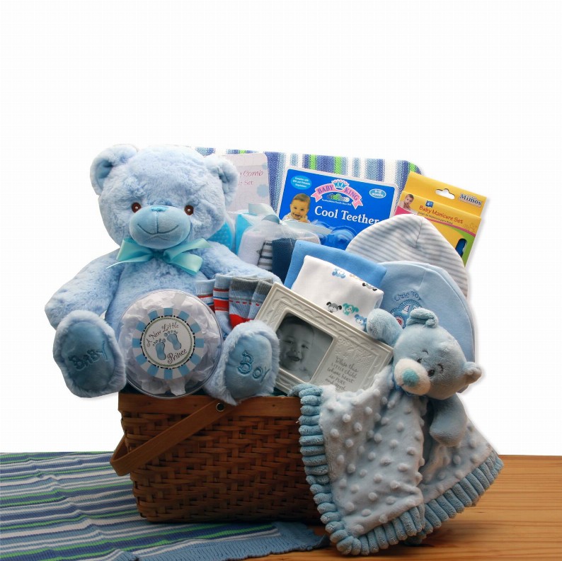 New Baby Gift Baskets - 14x14x12 inMy First Teddy Bear New Baby Gift Basket - Blue