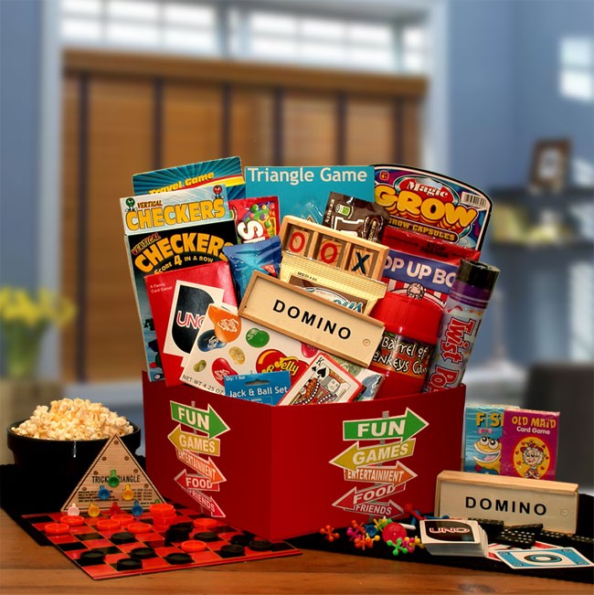 Snack Gift Baskets - 12x12x8 inMore Fun & Games Gift Box