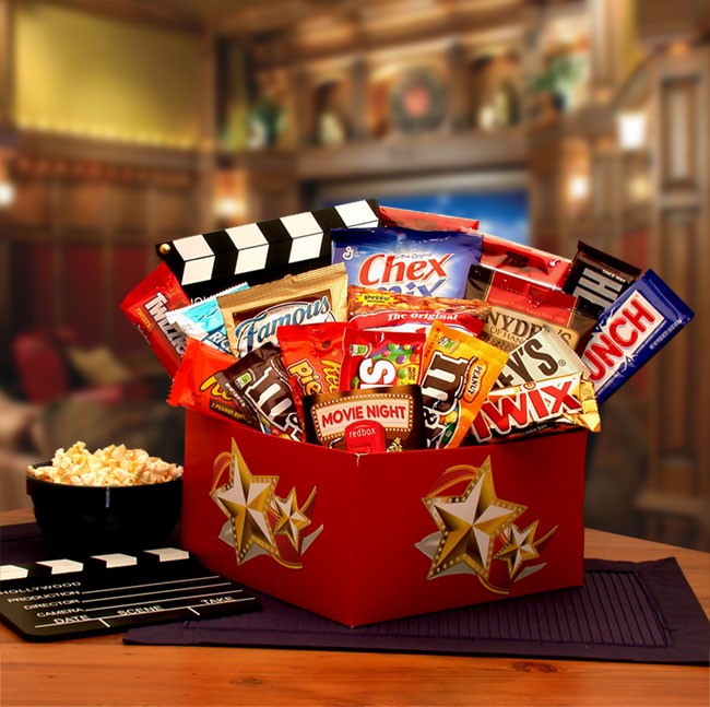 Snack Gift Baskets - 10x10x7 inIt's A Red Box Night Gift Box w- Red Box Gift Card