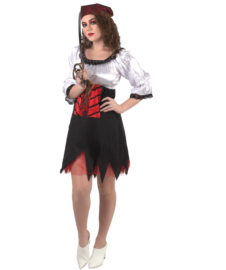 SEXY PIRATE COSTUME - XL WHITE/BLACK/RED