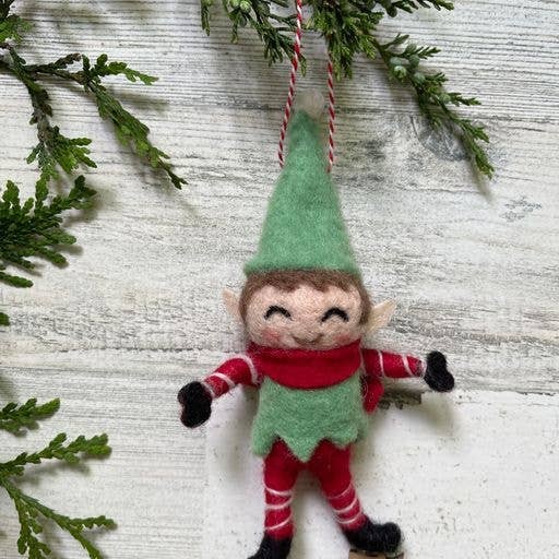 Wool Poseable Ornaments - Elf with Skates