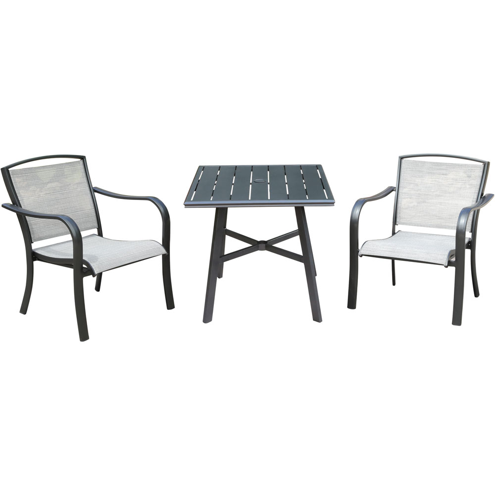 Foxhill 3pc Dining Set: 2 Sling Dining Chairs and 1 30" Sq Slat Table