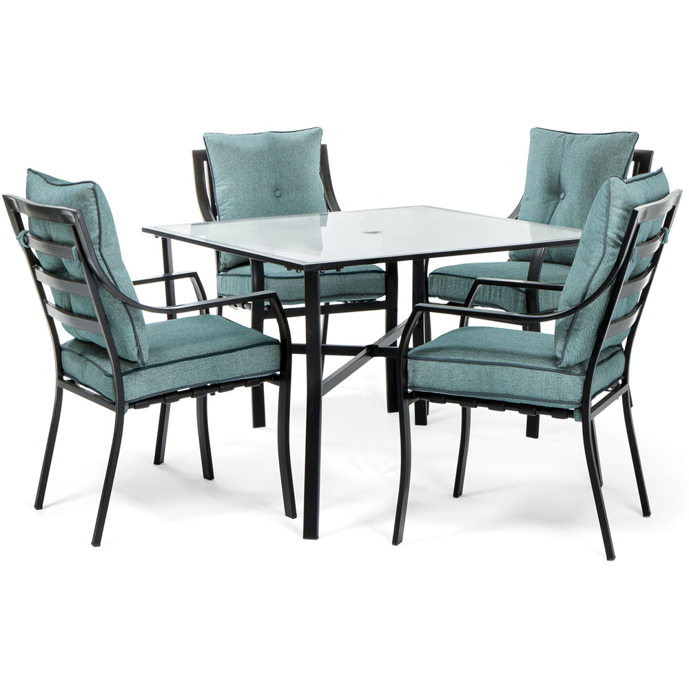 5pc Dining Set: 4 Stationary Chairs, 1 Square Dining Table