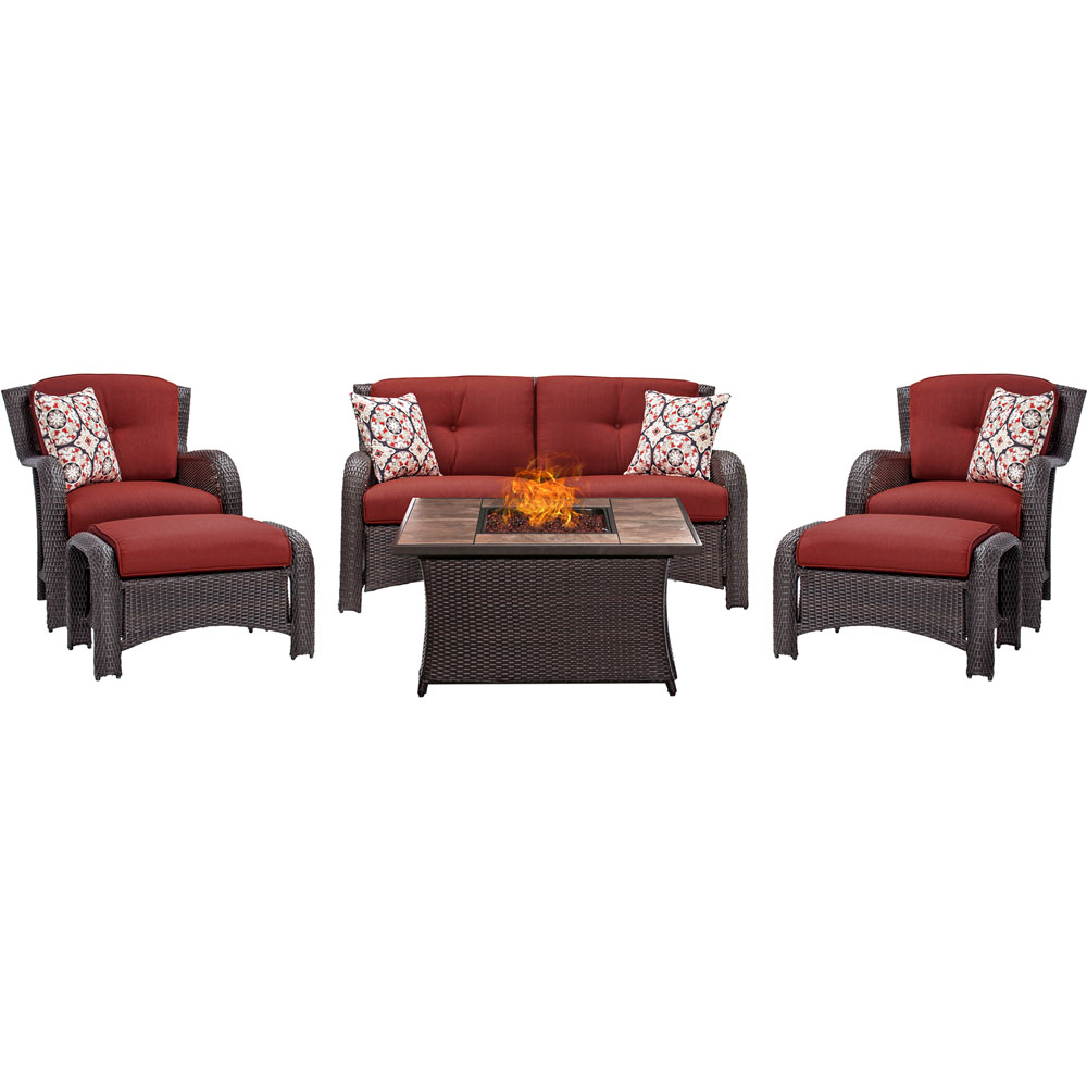 Strathmere 6-pc Fire Pit Set with Tan Tile Top