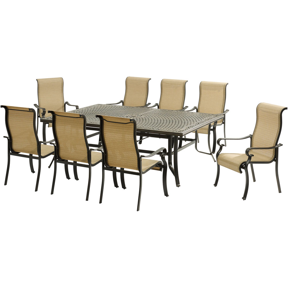 Brigantine9pc:8 Sling Dining Chairs, 60x84" Cast Dining Table