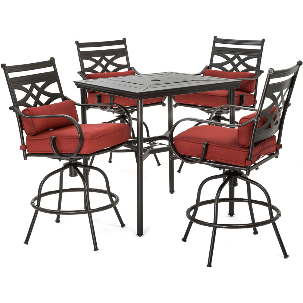 Montclair5pc High Dining: 4 Swivel Chairs, 33" Sq High Dining Table