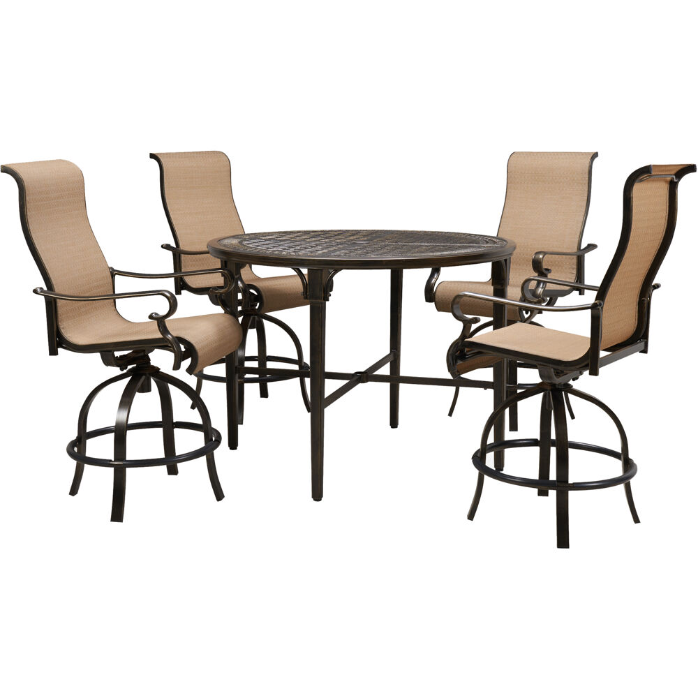 Brigantine5pc: 4 Swivel Bar Chairs and 50" Round Bar Table
