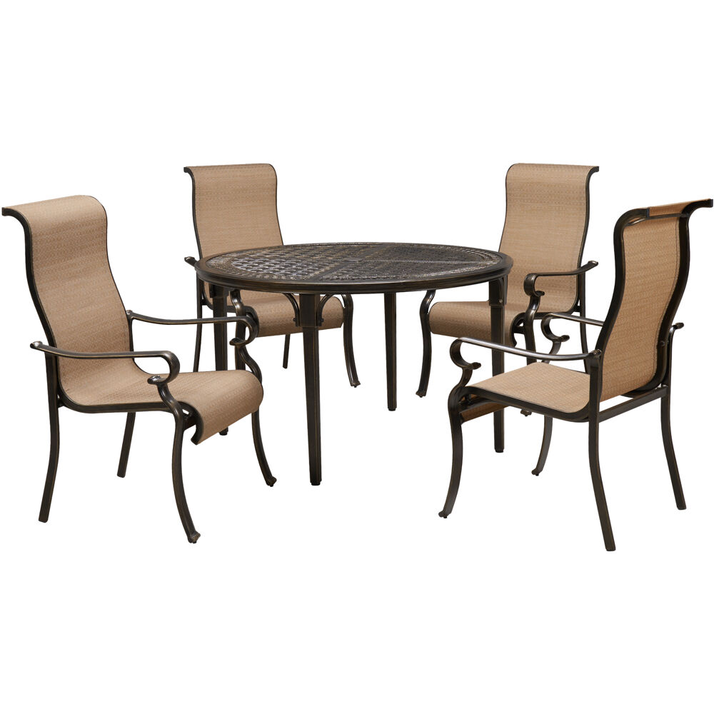Brigantine5pc: 4 Sling Dining Chairs and 50" Round Cast Table