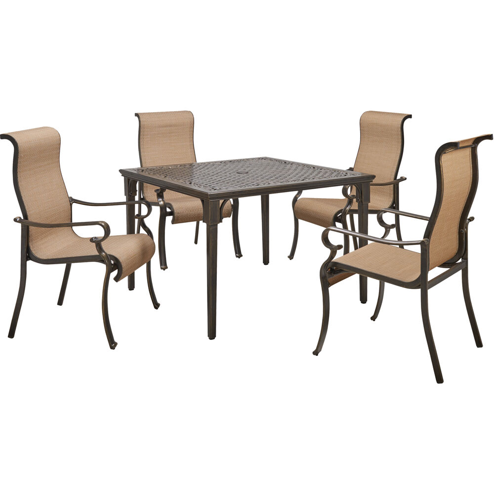 Brigantine5pc: 4 Sling Dining Chairs and 42" Square Cast Table