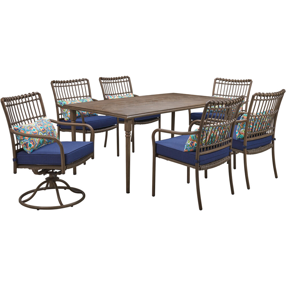 Summerland7pc: 4 Dining Chrs, 2 Swivel Chrs, and 68"x40" Rect. Tbl