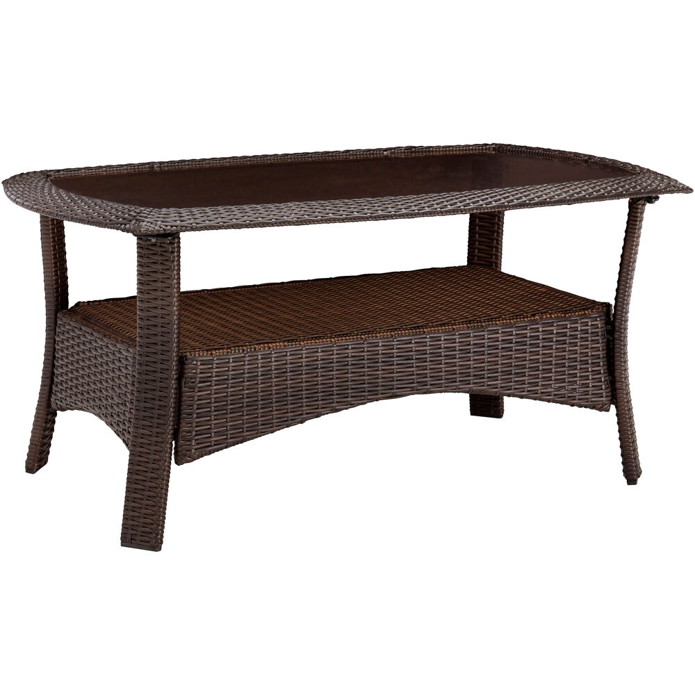 Strathmere Woven Coffee Table with Glass Top