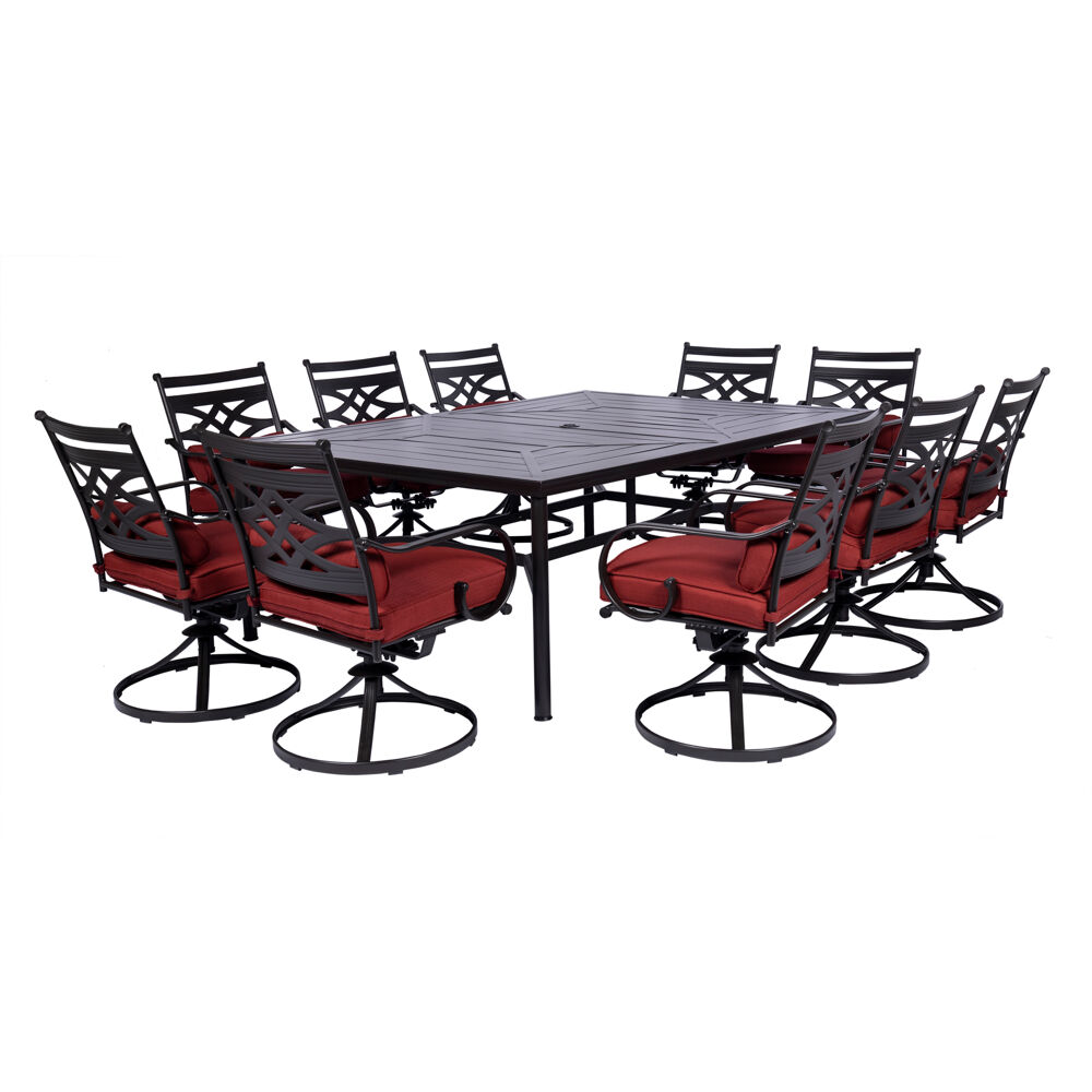 Montclair11pc: 10 Swivel Rockers, 60"x84" Rectangle Dining Table