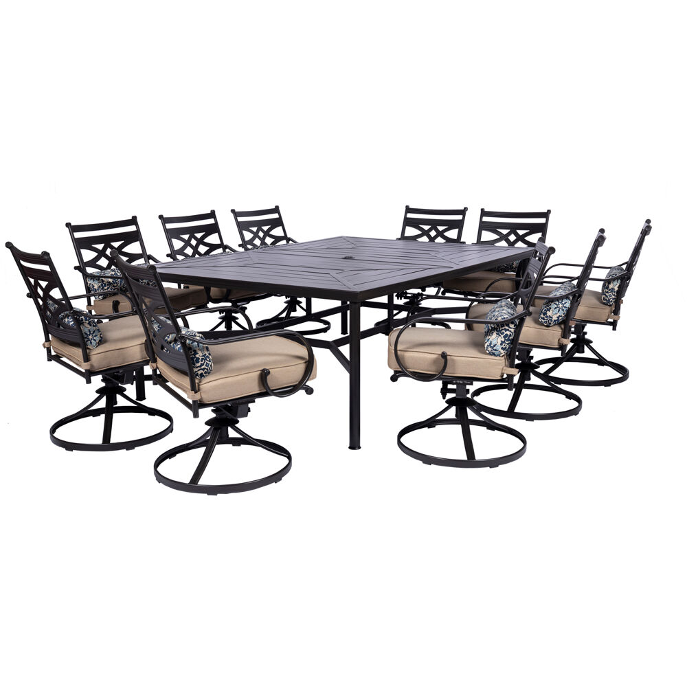Montclair11pc: 10 Swivel Rockers, 60"x84" Rectangle Dining Table