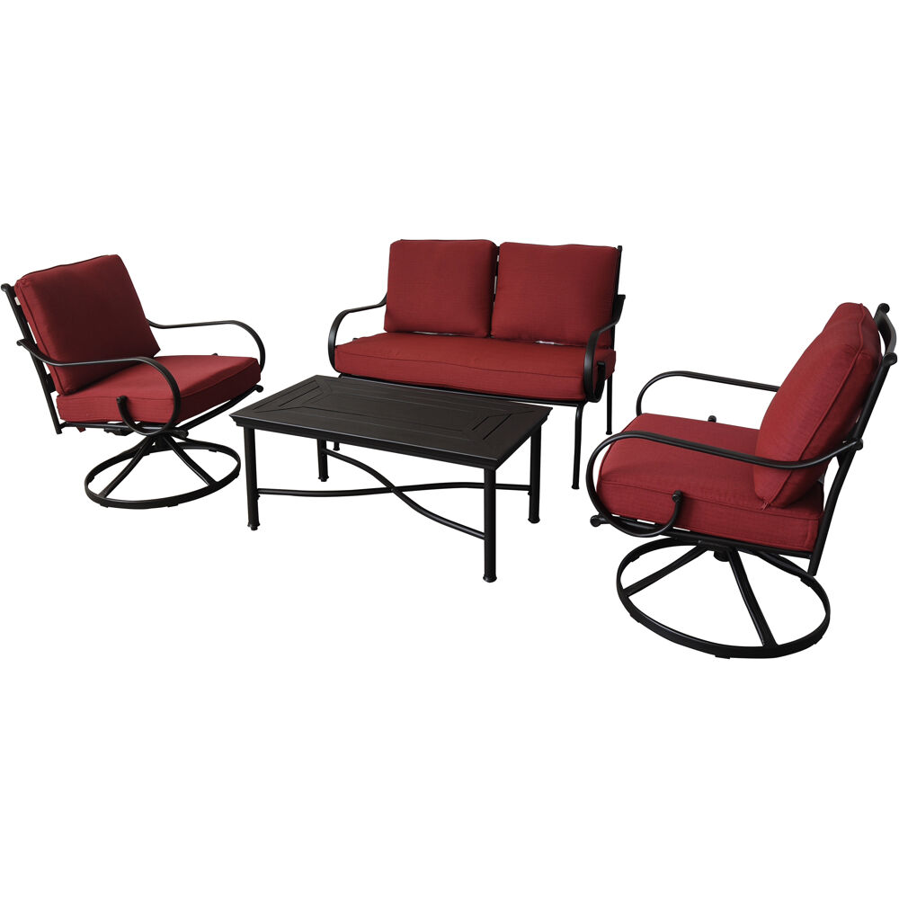 Montclair4pc Seating Set: 2 Swivel Chairs, Loveseat, Coffee Table