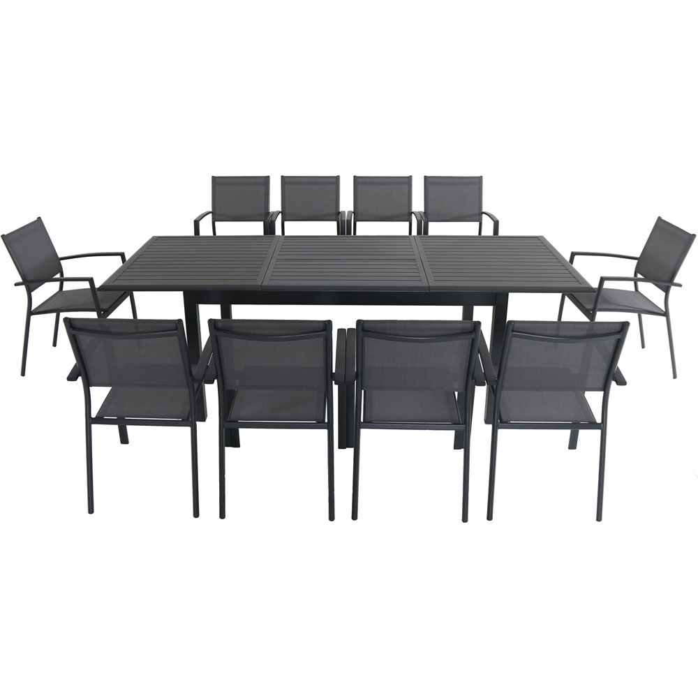 Cameron11pc: 10 Aluminum Sling Chairs, 63-94" Aluminum Extension Table