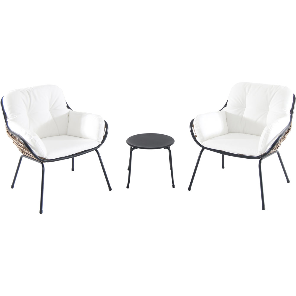 3pc Seating Set: 2 steel side chairs, accent table