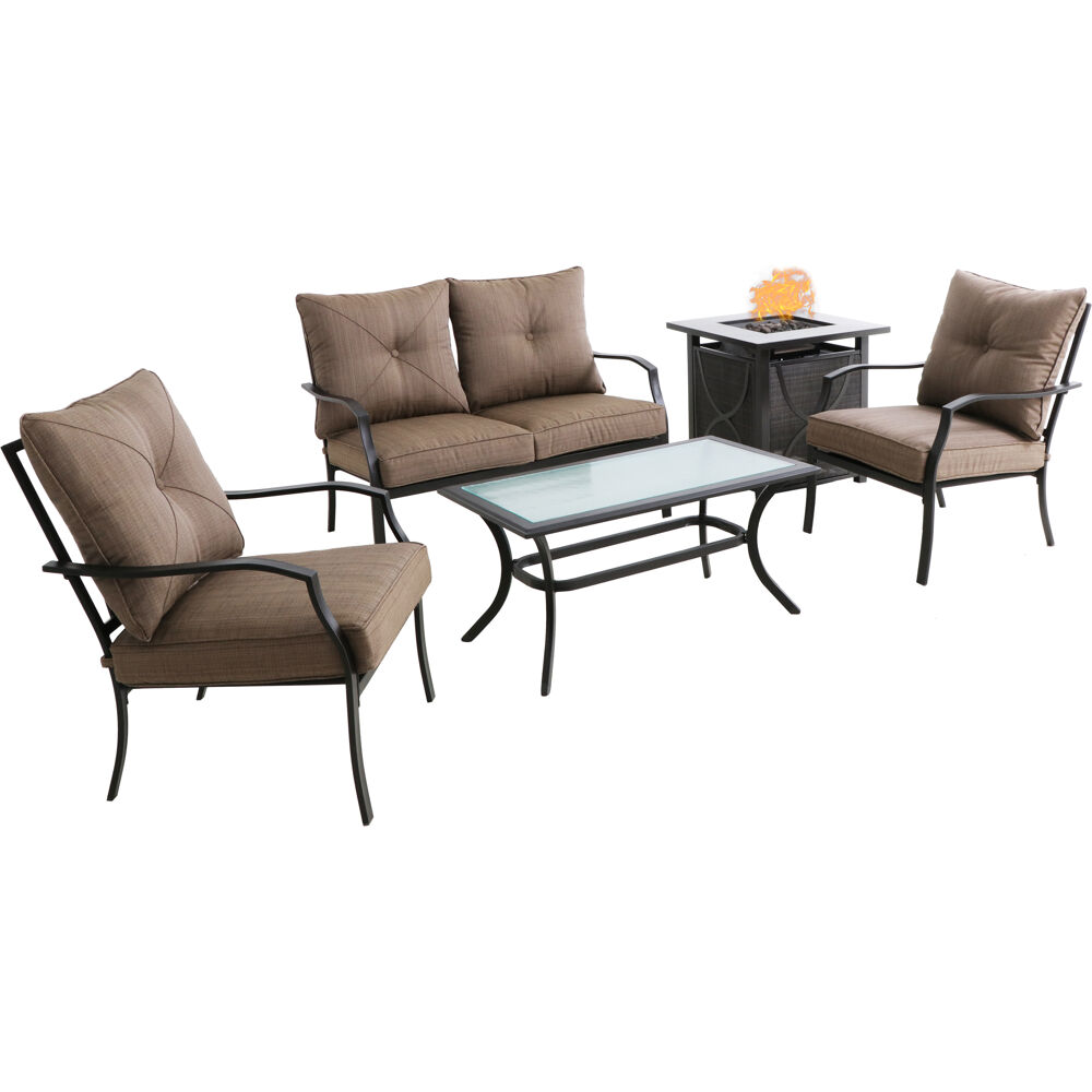 Palm Bay 5pc Fire Pit: Loveseat, 2 Side Chairs, Coffee Tbl, Fire Pit
