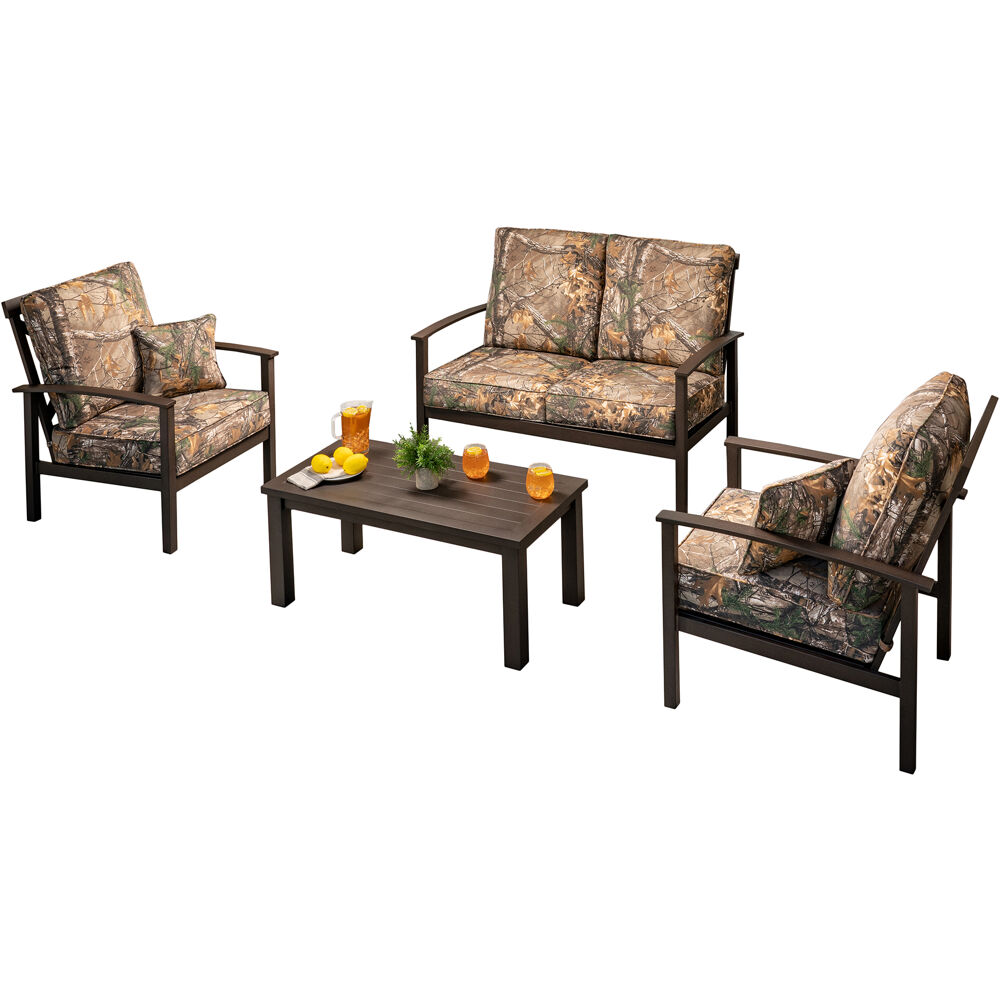 Cedar Ranch 4pc Set: 2 Side Chairs, Loveseat, and Slat Coffee Table