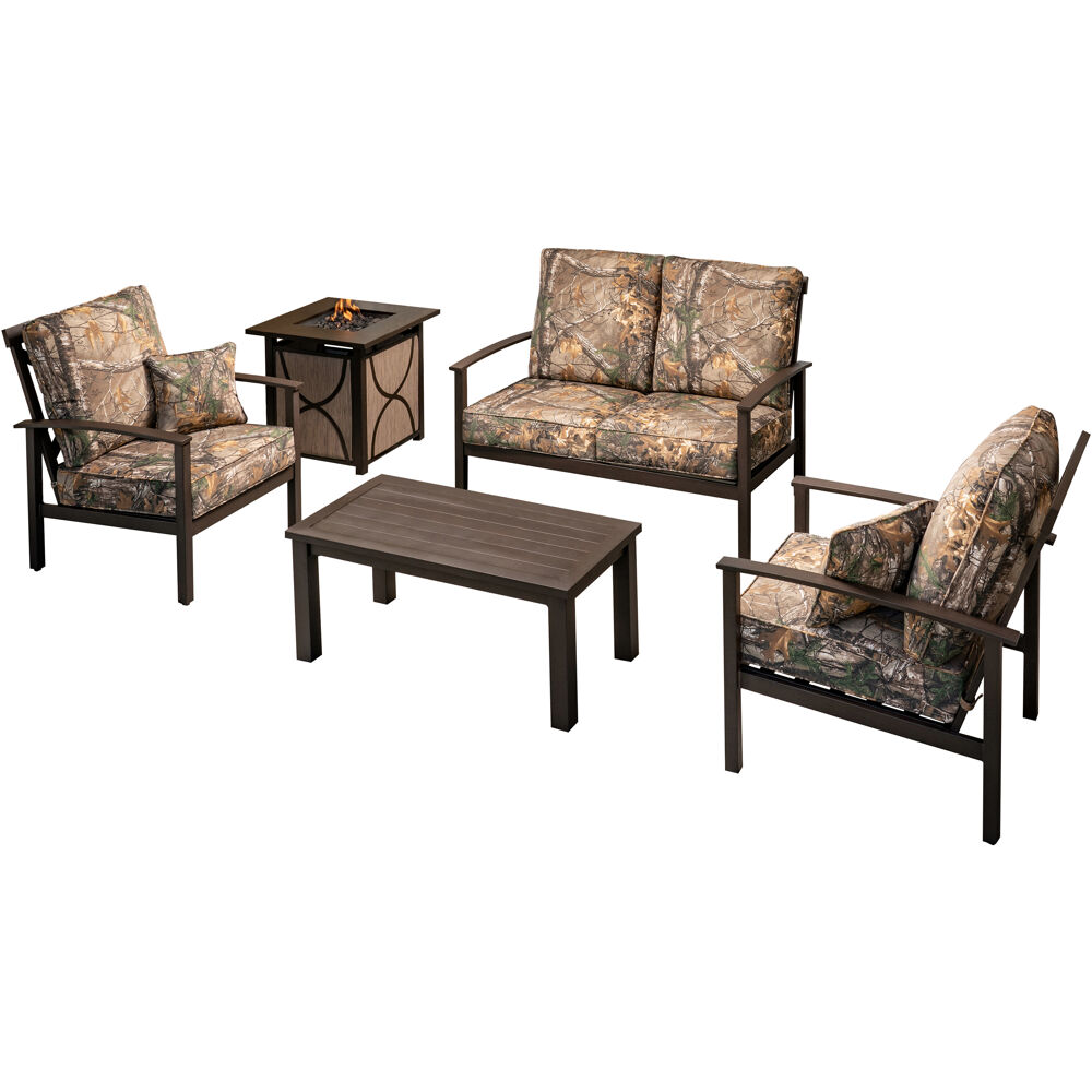 Cedar Ranch 5pc Set: 2 Side Chairs, Loveseat, Slat Coffee Tbl, Sling FP