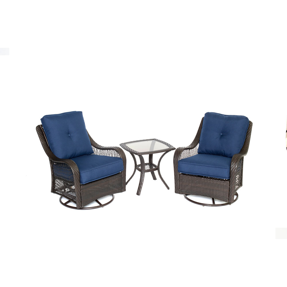 Orleans 3pc Seating Set: 2 Swivel Gliders, 1 Side Table