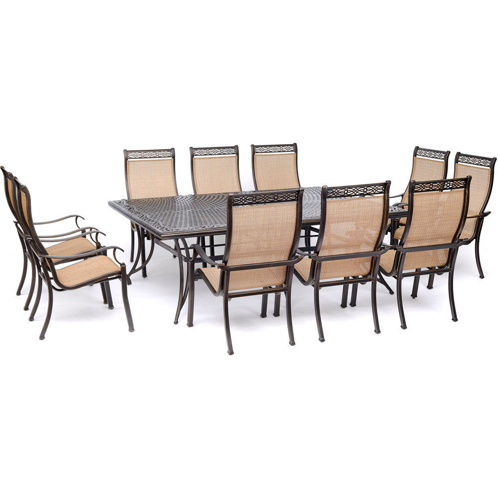 Manor11pc: 10 Sling Dining Chairs, 60x84" Cast Table