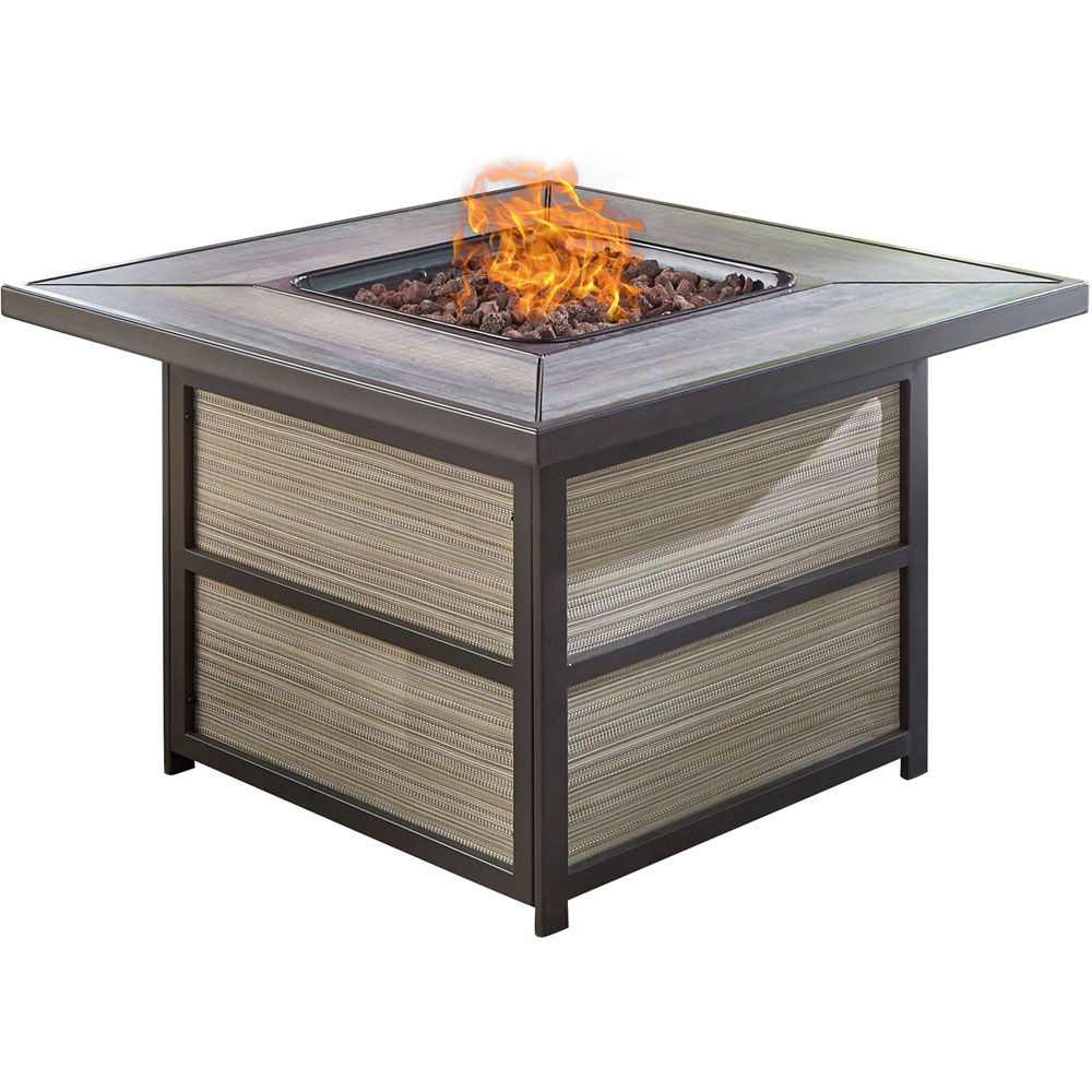 Chateau Square KD Fire Pit: Sling/Aluminum Base with Drop-in-tile Top