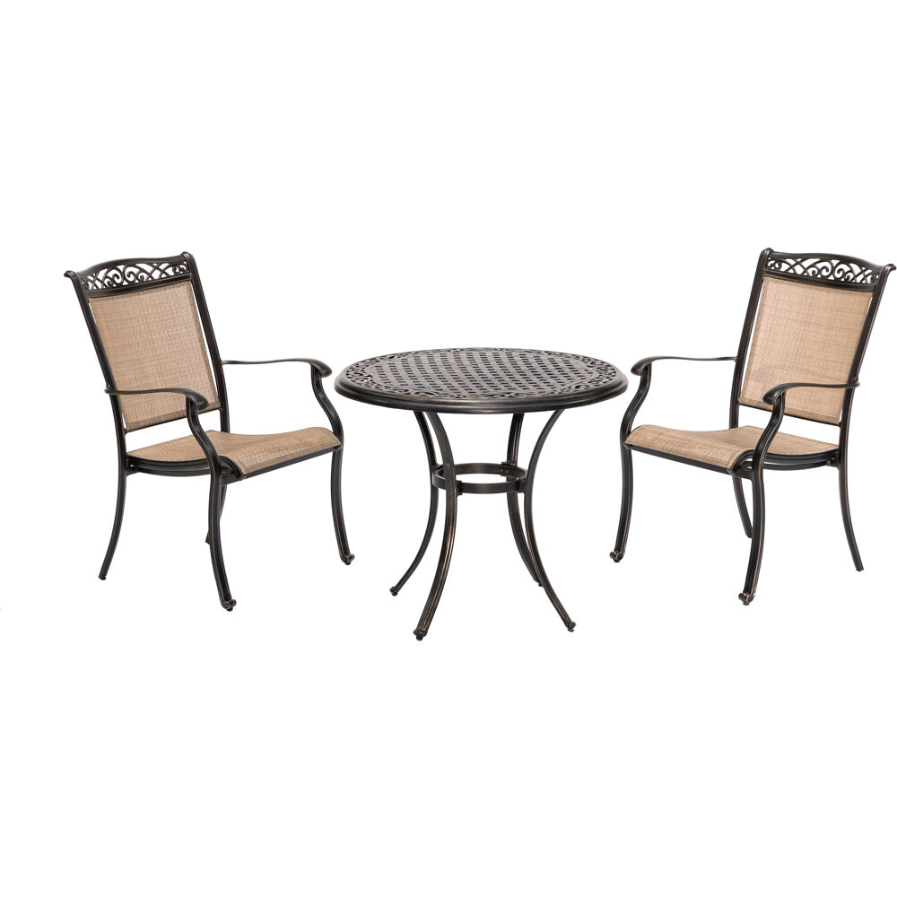 Fontana3pc: 2 Sling Dining Chairs and 32" Cast Table