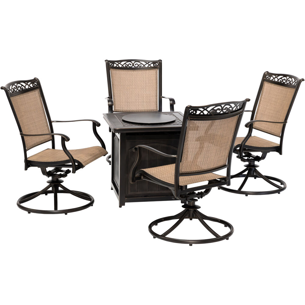 Fontana5pc Fire Pit: 4 Swivel Chairs and Durastone Fire Pit
