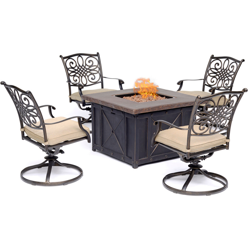 Traditions5pc Fire Pit: 4 Swivel Rockers and Durastone Fire Pit