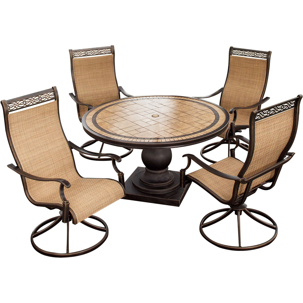 Monaco 5pc Dining Set-4 swivel chrs, 50" table, includes cover