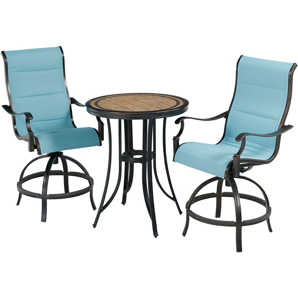 Monaco3pc: 2 Padded Swivel Counter Hght Chairs, 30" Round Tile Tbl