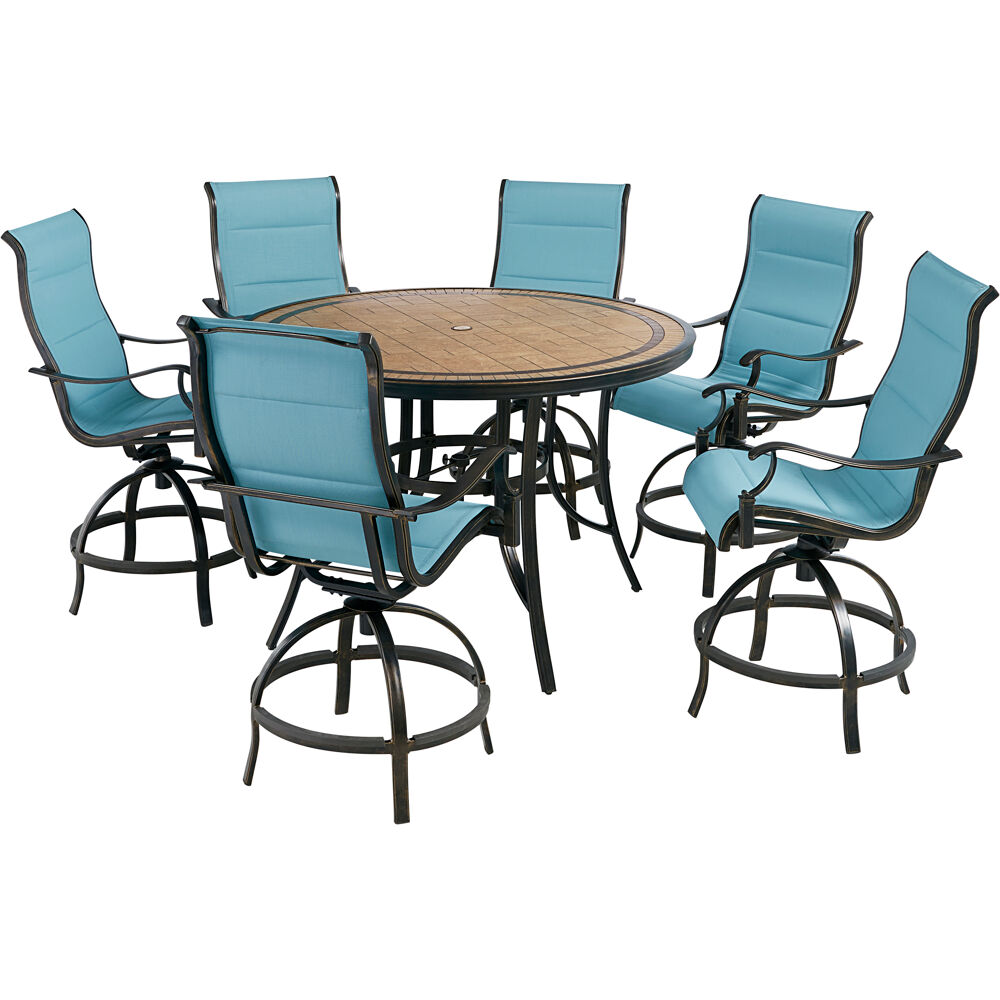 Monaco7pc: 6 Padded Swivel Counter Hght Chairs, 56" Round Tile Tbl