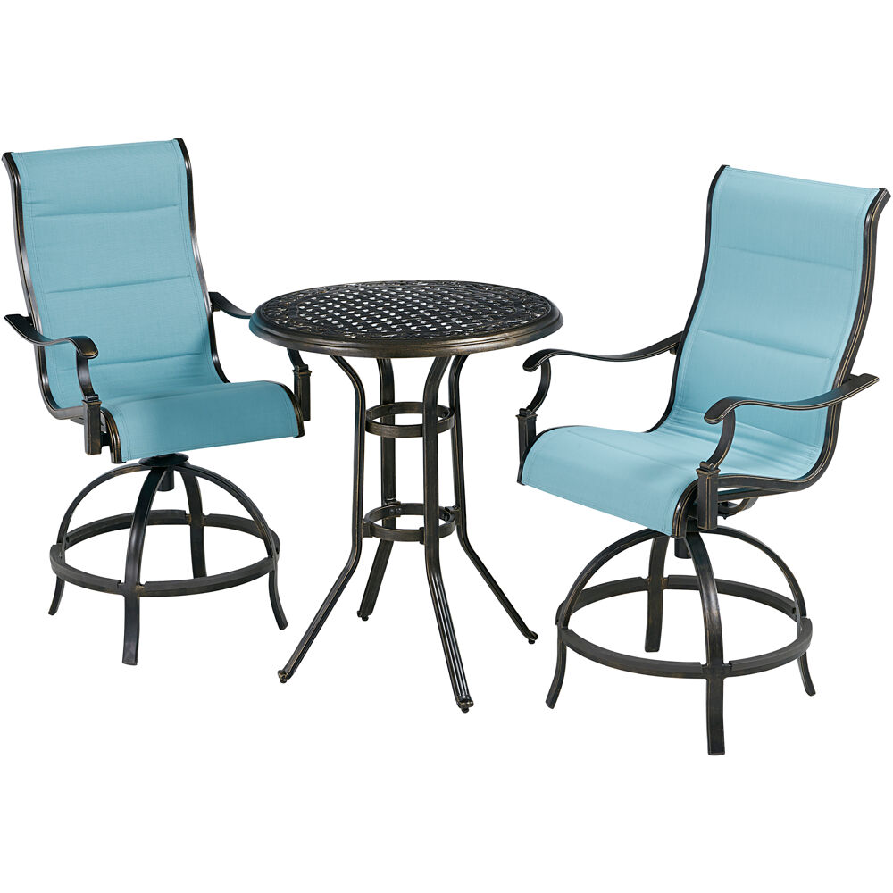 Traditions3pc: 2 Padded Swivel Counter Hght Chairs, 30" Round Cast Tbl