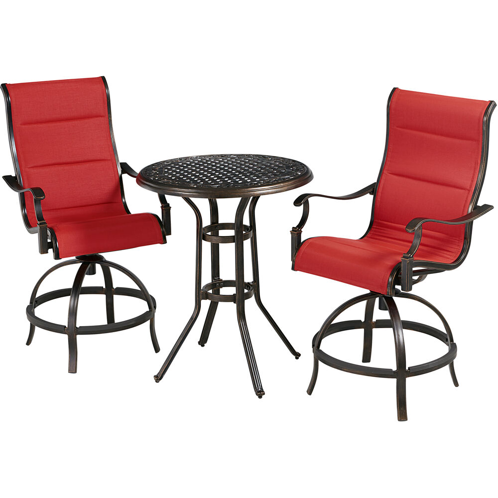 Traditions3pc: 2 Padded Swivel Counter Hght Chairs, 30" Round Cast Tbl