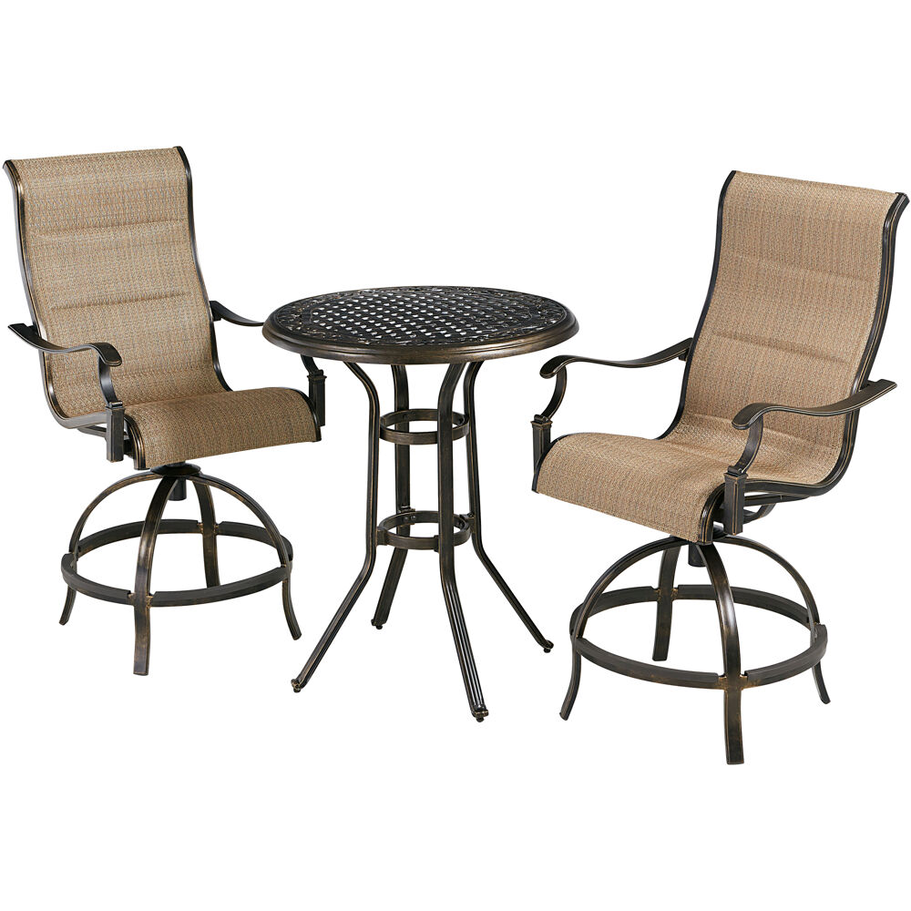 Traditions3pc: 2 Padded Swivel Counter Hght Chairs, 30" Round Cast Tbl