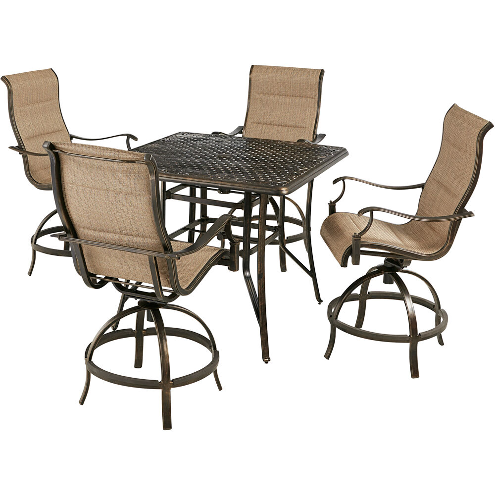 Traditions5pc: 4 Padded Swivel Counter Hght Chairs, 42" Square Cast Tbl