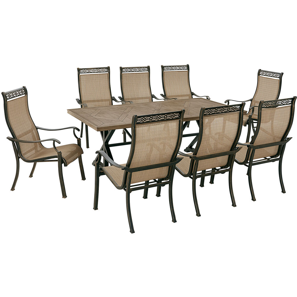 Manor9pc: 8 Sling Dining Chairs, 42"x80" Farmhouse Table