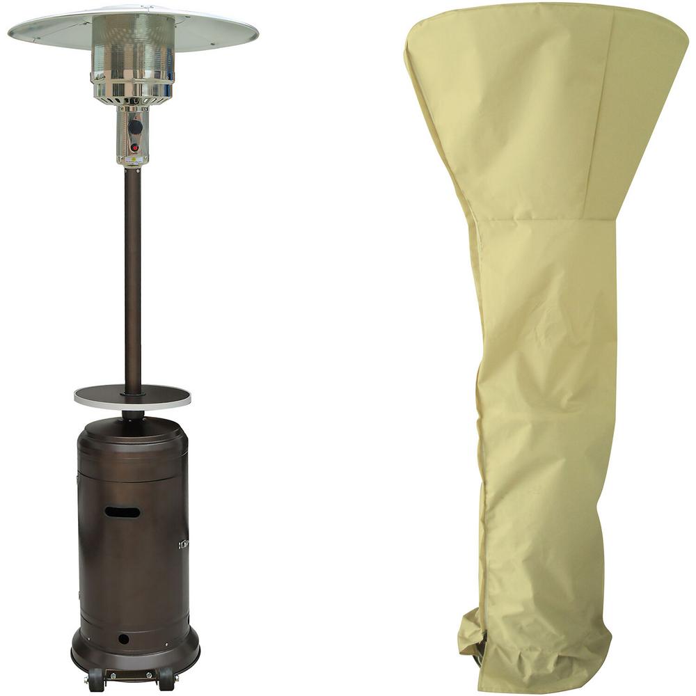 Steel Umbrella patio heater, 7" tall, propane, 48,000 BTU with Cover