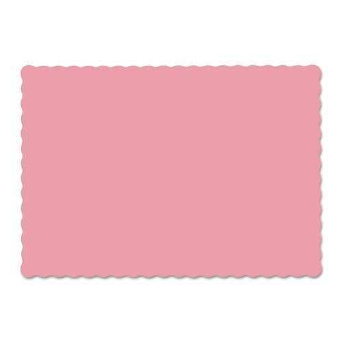 Solid Color Scalloped Edge Placemats, 9 1/2 x 13 1/2, Dusty Rose, 1000/Carton