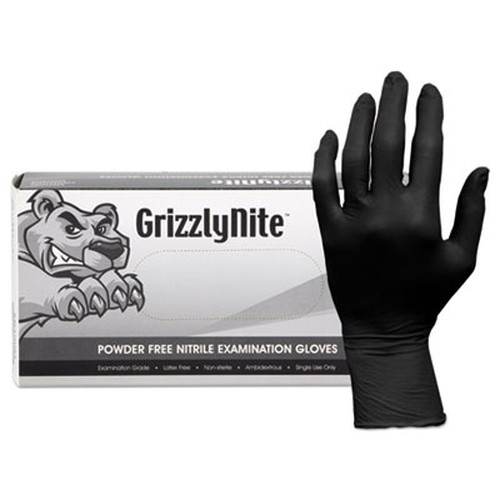 ProWorks GrizzlyNite Nitrile Gloves, Black, Small, 1000/CT