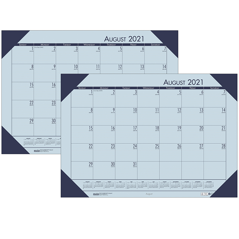 Academic Ecotones Calendar Desk Pad, Orchid Paper/Cordovan Holder, Pack of 2