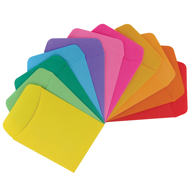 Non-Adhesive Library Pockets, Bright Colors, Pack of 30